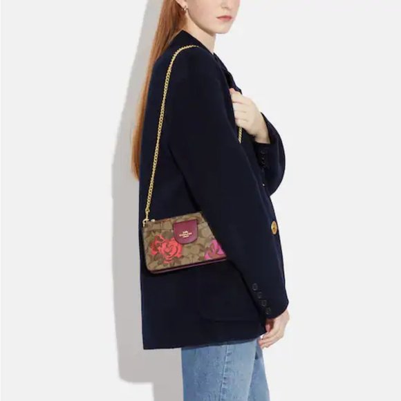 Coach Poppy Crossbody With Card Case In Signature Canvas With Jumbo Floral Print - Picture 6 of 8